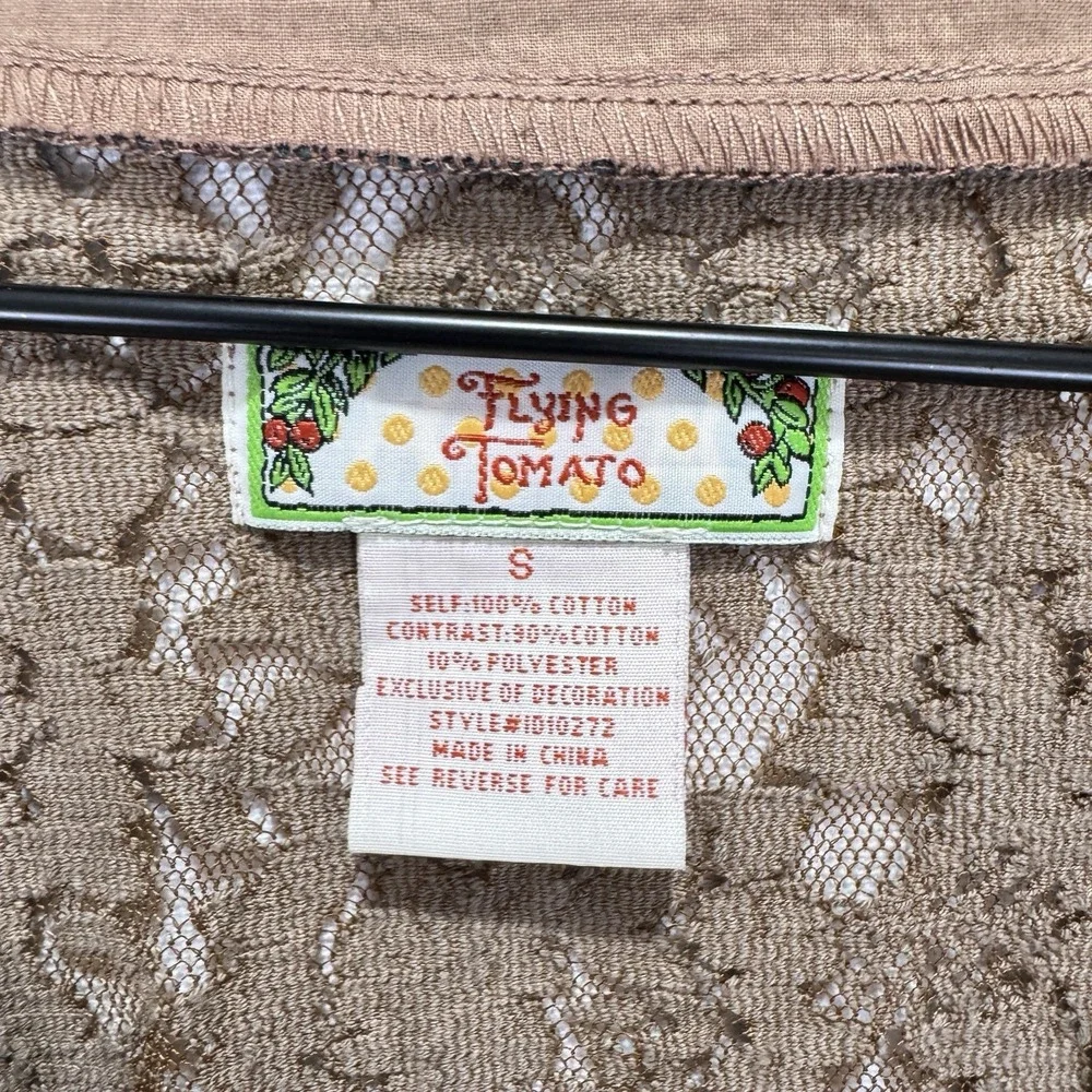 Vtg 90s Flying Tomato‎ Dress Womens Small Blue Empire Waist Crochet Boho Indie - Picture 10 of 16